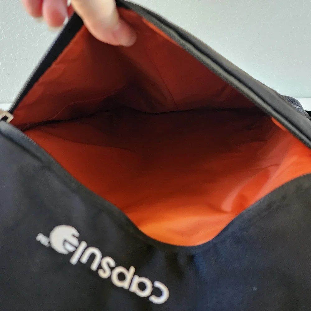 eBags Black Nylon Travel Backpack Laptop Bag with Orange Lining (Logo)